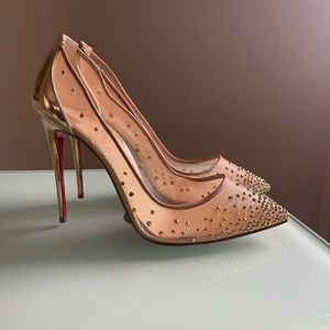 Authentic Christian Louboutin mini glitter follies strass pump